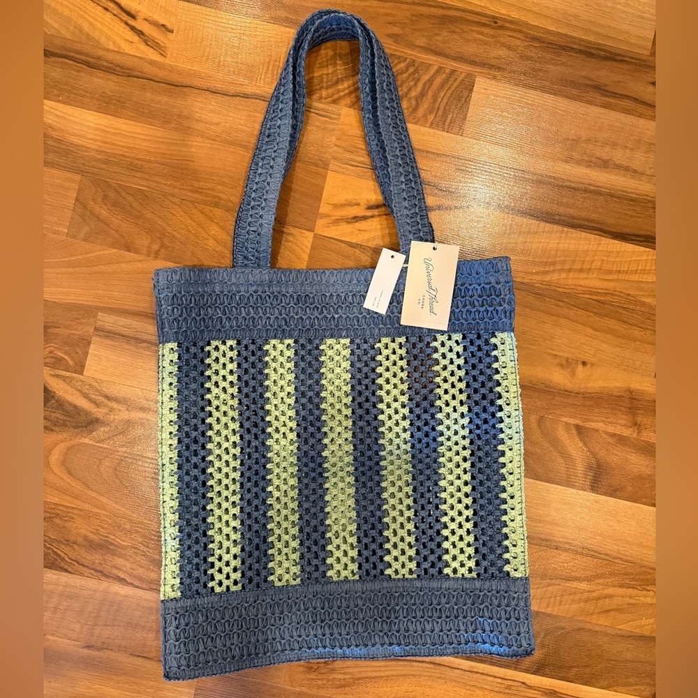 Universal thread woven blueโ & green open tote bag boho festival NWT
